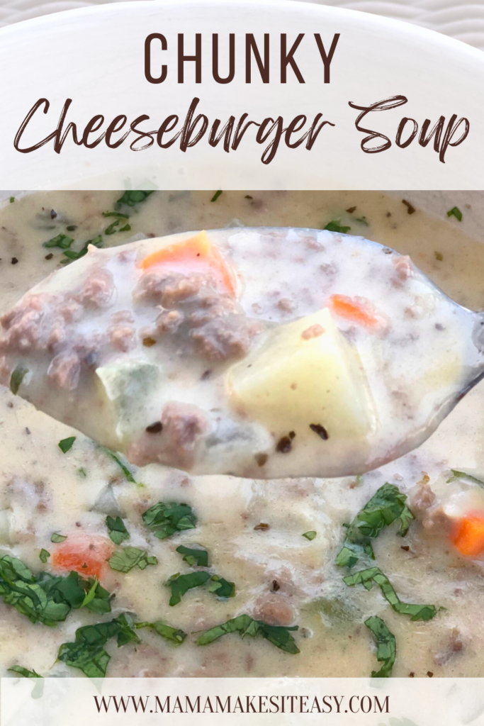 Chunky Cheeseburger Soup Recipe #whatsfordinner #yummy #chunkysoup #homemade #foodie #easy #recipe #hearty #thick #creamy