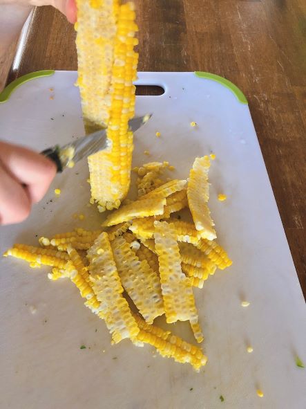 cutting corn from the cob