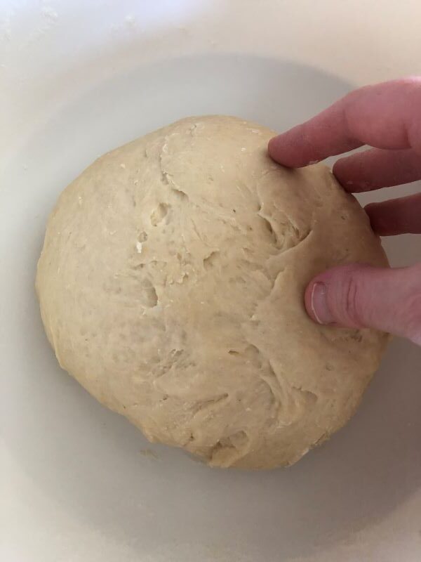 first rise of dough when making cinnamon rolls from scratch