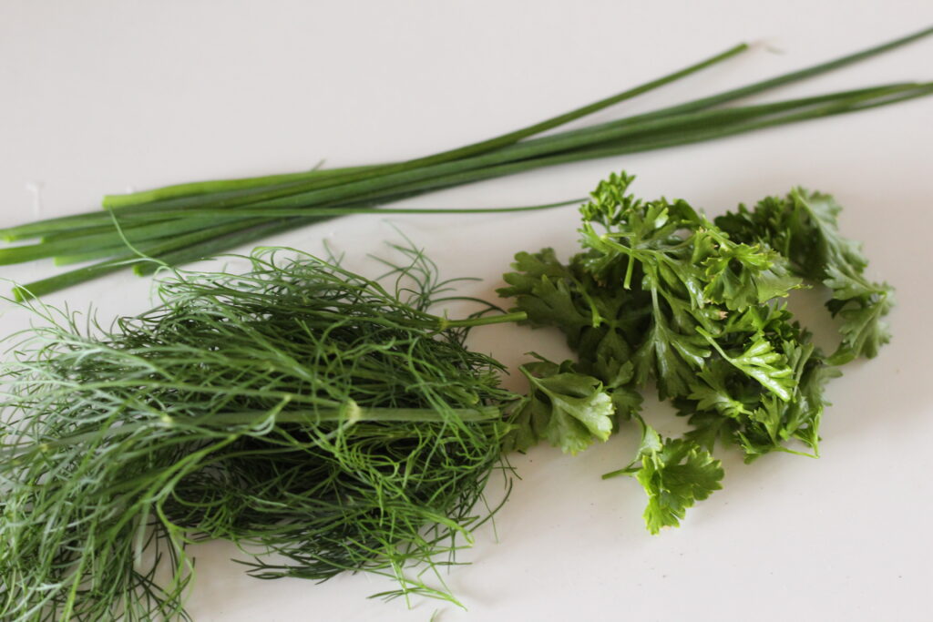 fresh herbs, parsley, chives, dill
