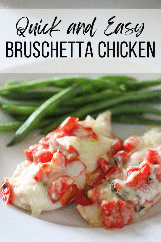 Baked Bruschetta Chicken Recipe #chickenrecipes #chicken #bruschetta #recipe #cheese #balsamic #summer #dinner #recipes #easydinner #mamamakesiteasy