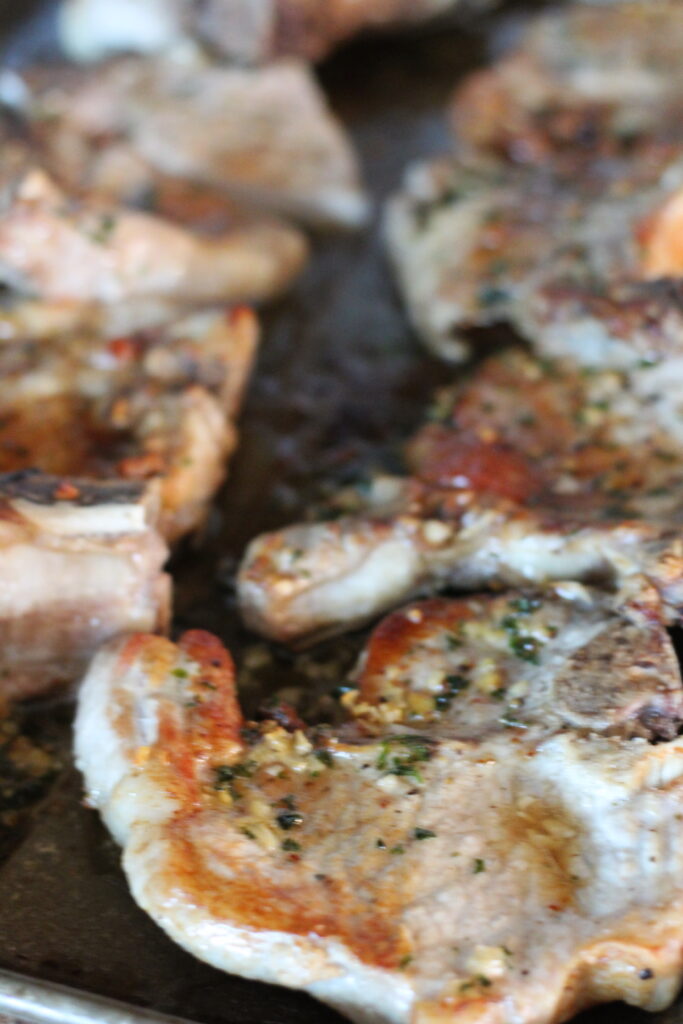 brown sugar pork chops on sheet pan