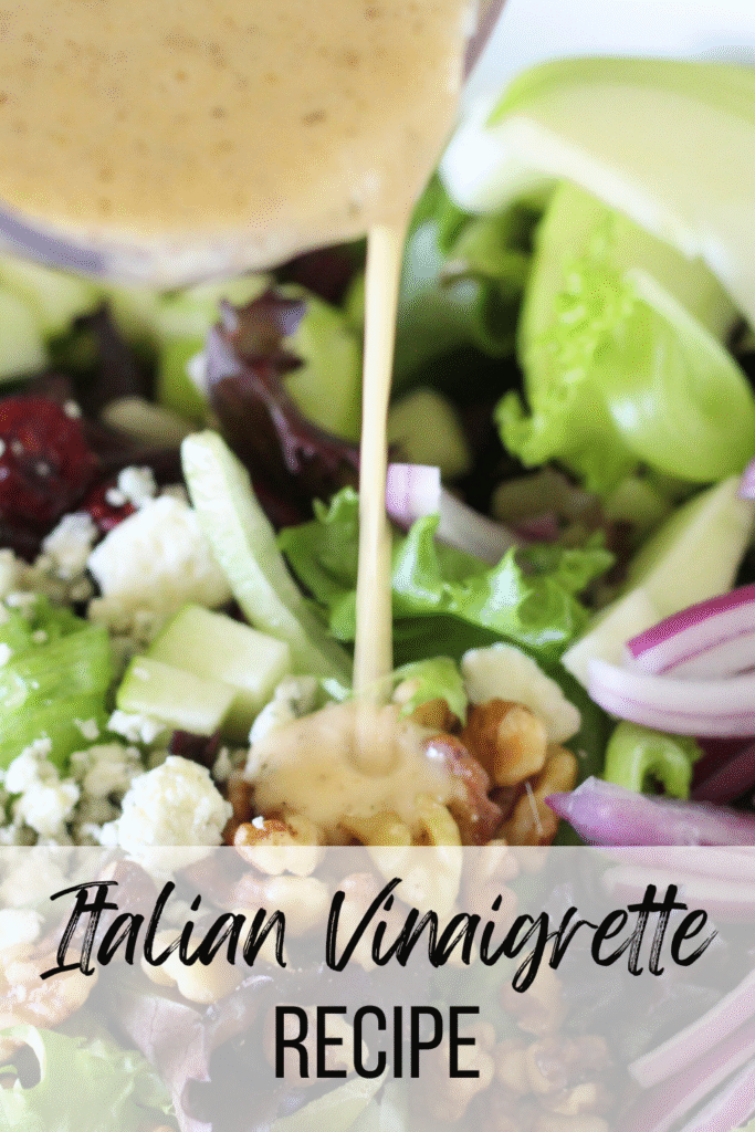 Italian Vinaigrette Salad Dressing Recipe #bucadibeppo #salad #dressing #homemade #oliveoil #vinegar #nutritional #fall #autumn #winter #summer #gorgonzola #apple #mamamakesiteasy