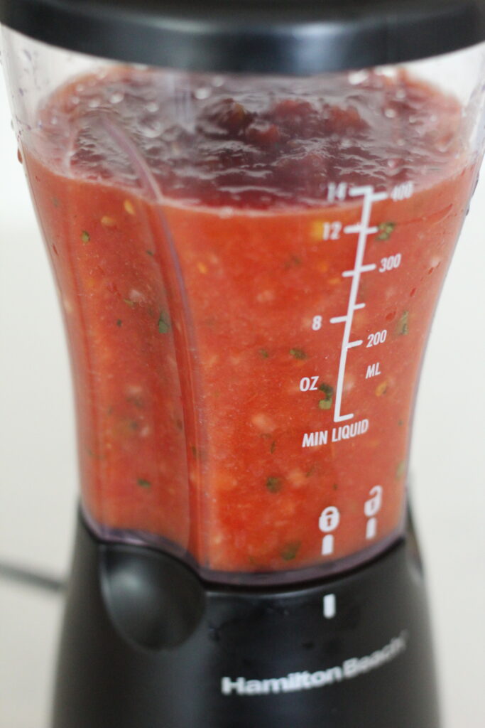 fresh salsa in a personal blender